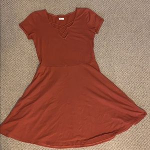 Orange Fit-Flare Dress